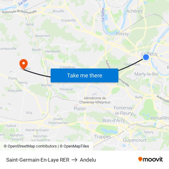 Saint-Germain-En-Laye RER to Andelu map