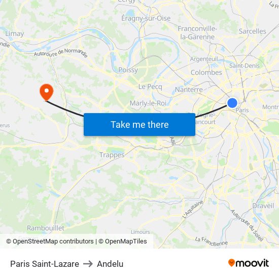 Paris Saint-Lazare to Andelu map
