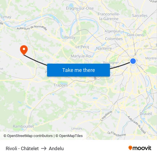 Rivoli - Châtelet to Andelu map