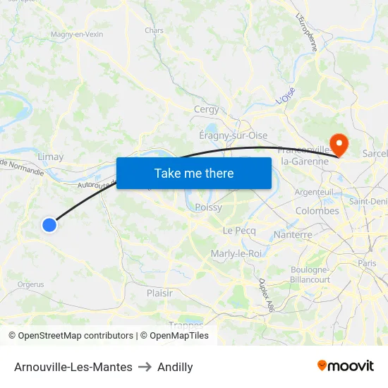 Arnouville-Les-Mantes to Andilly map