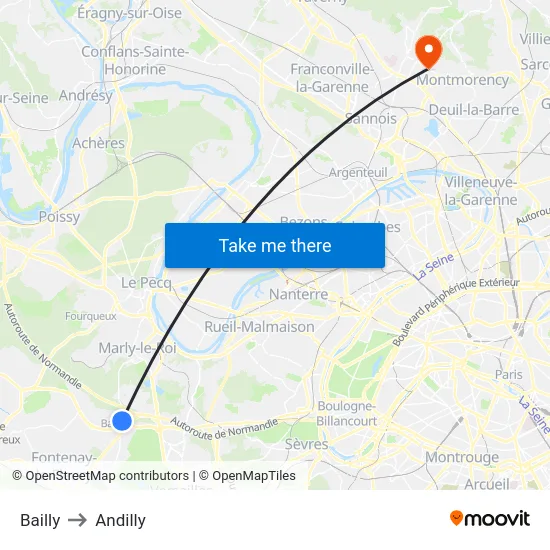 Bailly to Andilly map