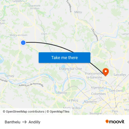 Banthelu to Andilly map