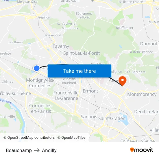Beauchamp to Andilly map