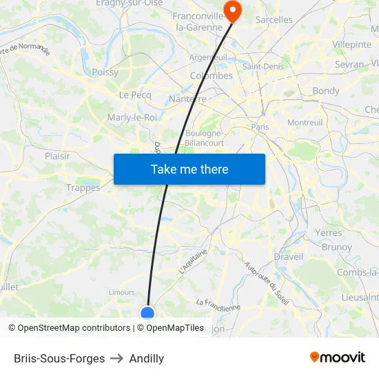 Briis-Sous-Forges to Andilly map