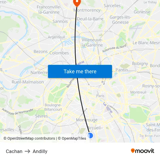Cachan to Andilly map