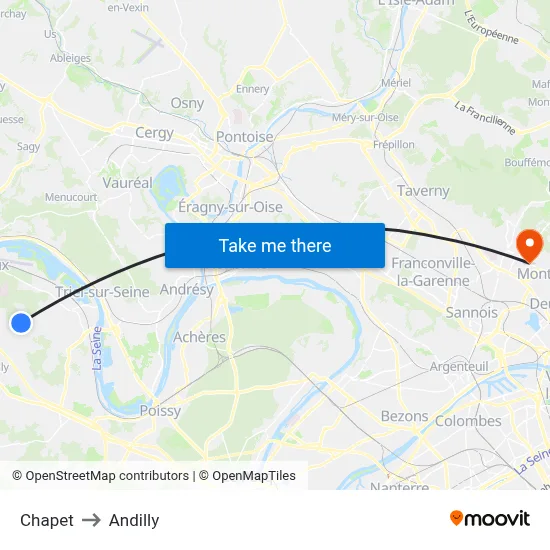 Chapet to Andilly map