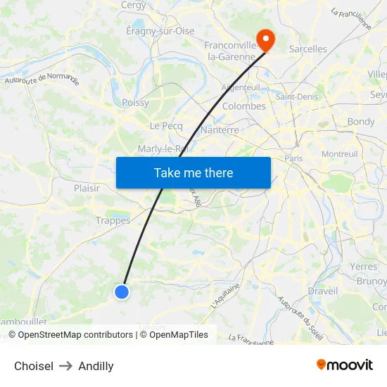 Choisel to Andilly map