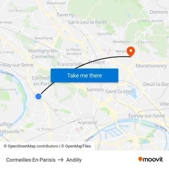 Cormeilles-En-Parisis to Andilly map