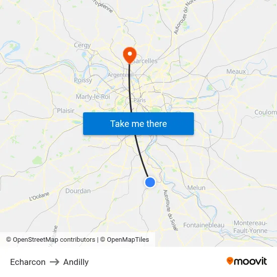 Echarcon to Andilly map
