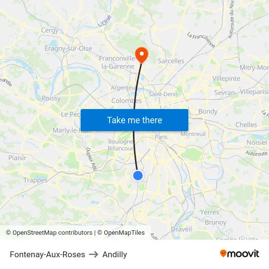 Fontenay-Aux-Roses to Andilly map