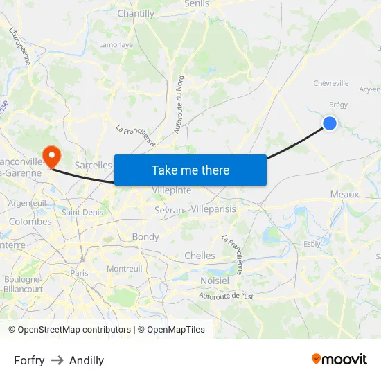 Forfry to Andilly map