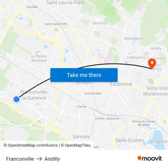 Franconville to Andilly map