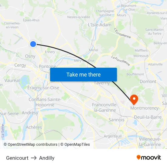 Genicourt to Andilly map