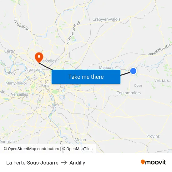 La Ferte-Sous-Jouarre to Andilly map