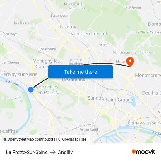 La Frette-Sur-Seine to Andilly map