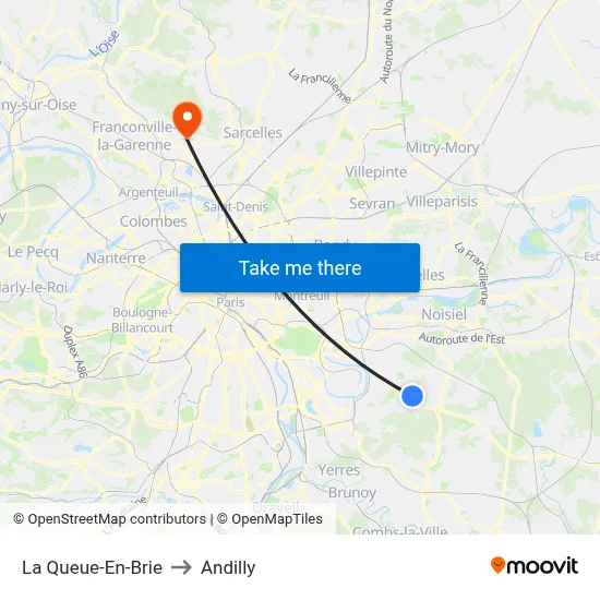 La Queue-En-Brie to Andilly map