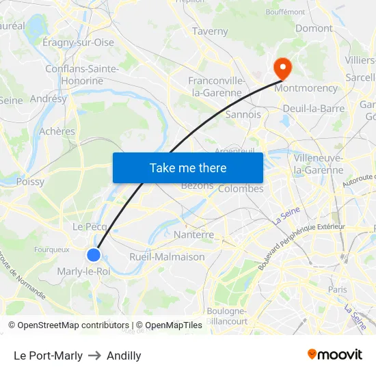 Le Port-Marly to Andilly map