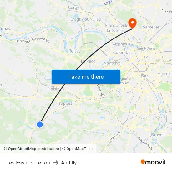 Les Essarts-Le-Roi to Andilly map