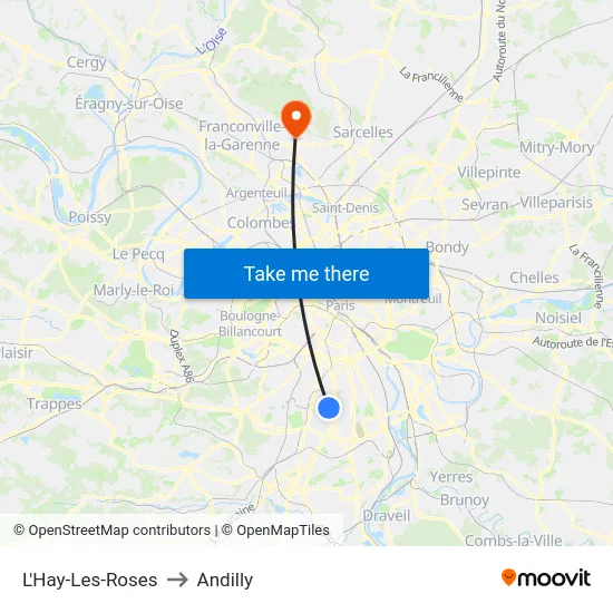 L'Hay-Les-Roses to Andilly map