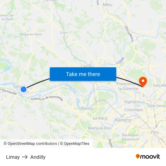Limay to Andilly map