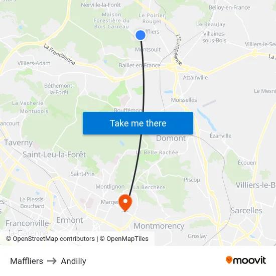 Maffliers to Andilly map