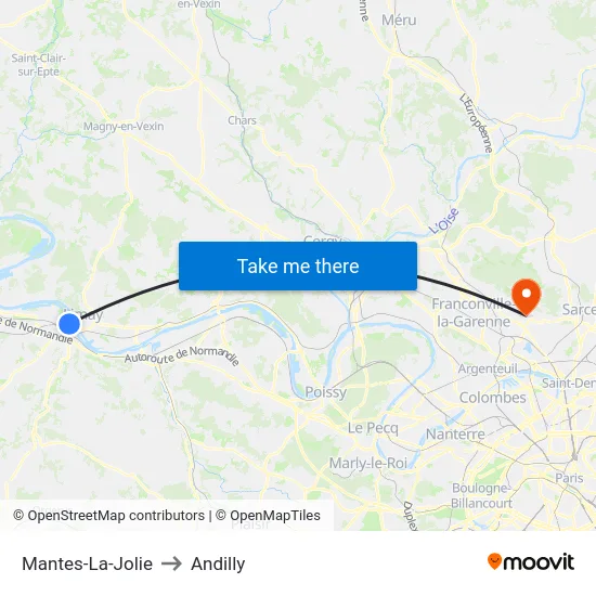 Mantes-La-Jolie to Andilly map
