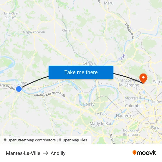 Mantes-La-Ville to Andilly map