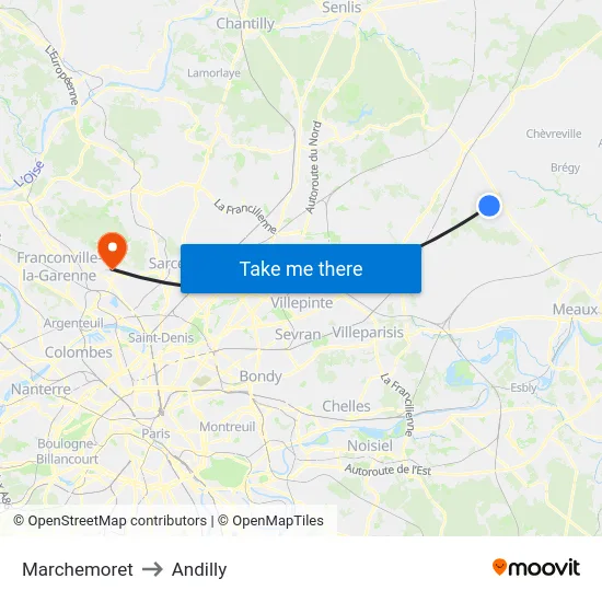 Marchemoret to Andilly map
