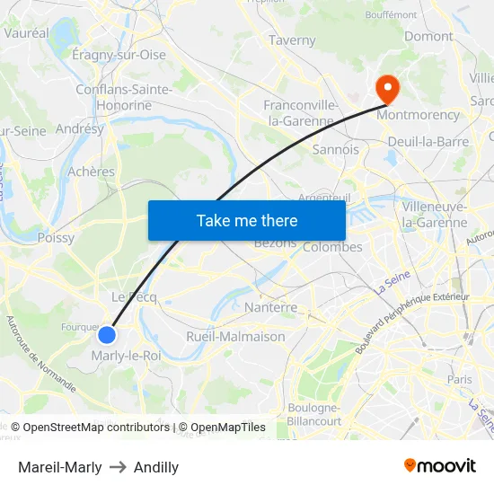 Mareil-Marly to Andilly map