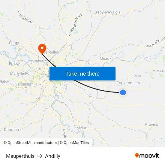 Mauperthuis to Andilly map