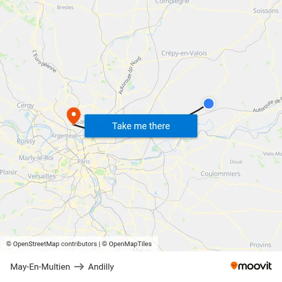 May-En-Multien to Andilly map