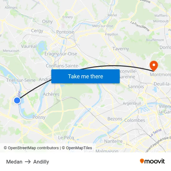 Medan to Andilly map