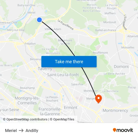 Meriel to Andilly map