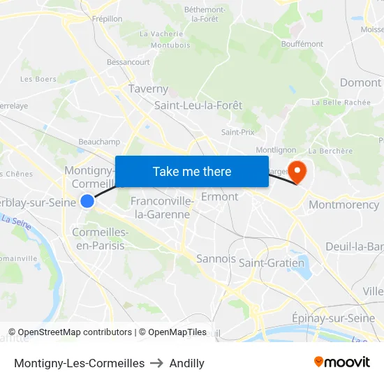 Montigny-Les-Cormeilles to Andilly map