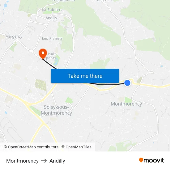 Montmorency to Andilly map