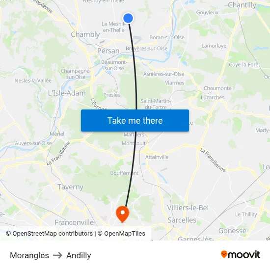 Morangles to Andilly map