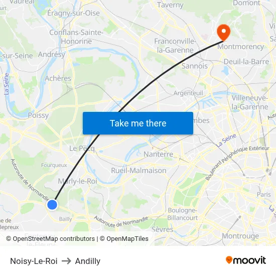 Noisy-Le-Roi to Andilly map