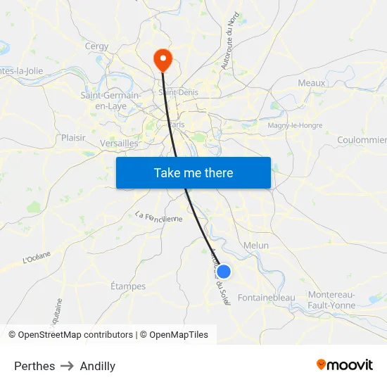 Perthes to Andilly map