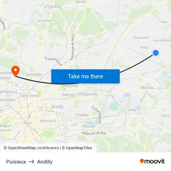 Puisieux to Andilly map