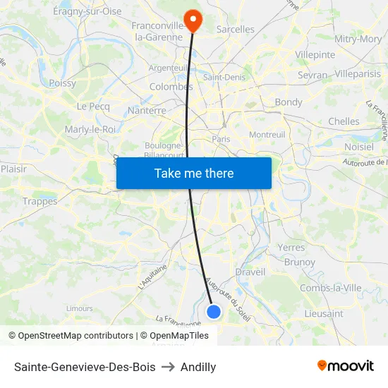 Sainte-Genevieve-Des-Bois to Andilly map