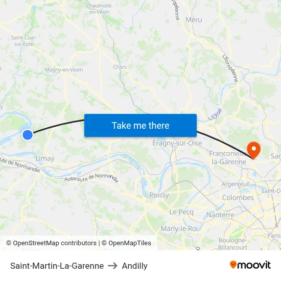 Saint-Martin-La-Garenne to Andilly map