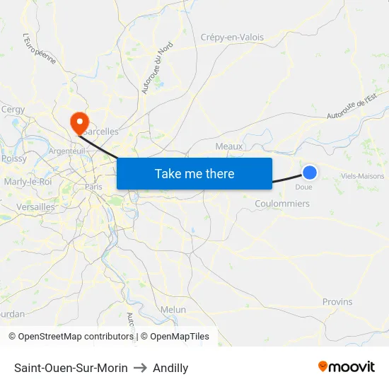 Saint-Ouen-Sur-Morin to Andilly map