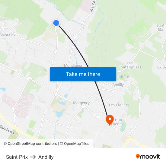 Saint-Prix to Andilly map