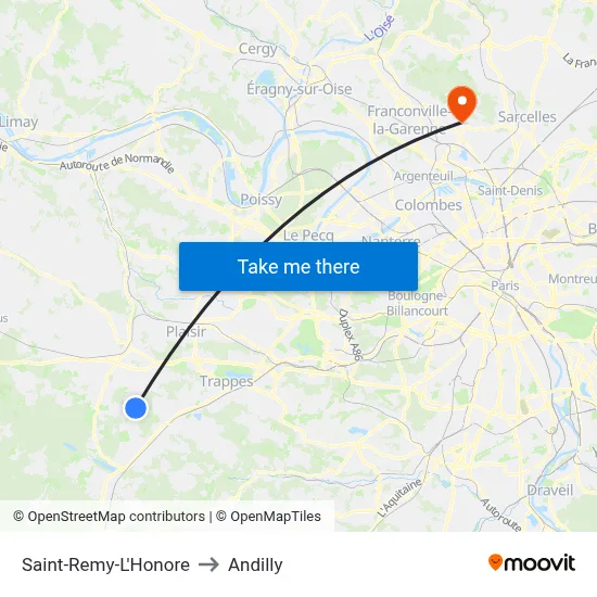 Saint-Remy-L'Honore to Andilly map