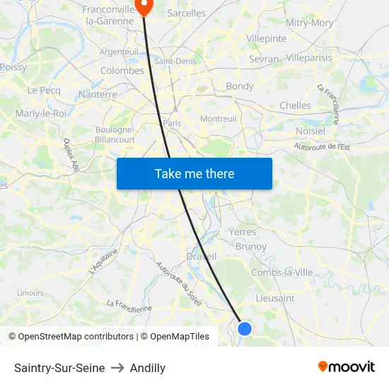 Saintry-Sur-Seine to Andilly map