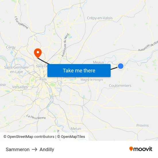 Sammeron to Andilly map