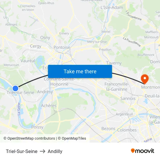 Triel-Sur-Seine to Andilly map