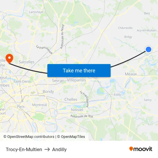 Trocy-En-Multien to Andilly map