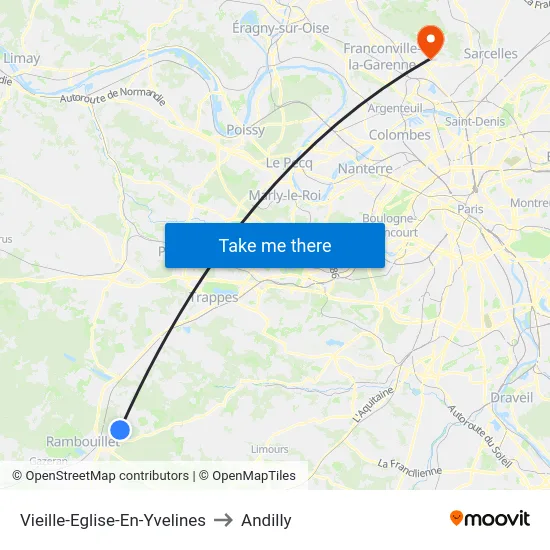 Vieille-Eglise-En-Yvelines to Andilly map