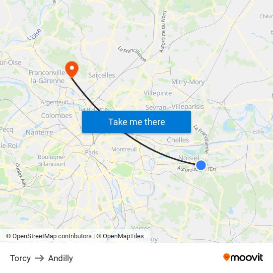 Torcy to Andilly map